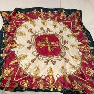 STUNNING Vintage Emerald Gucci-Style Silk Scarf